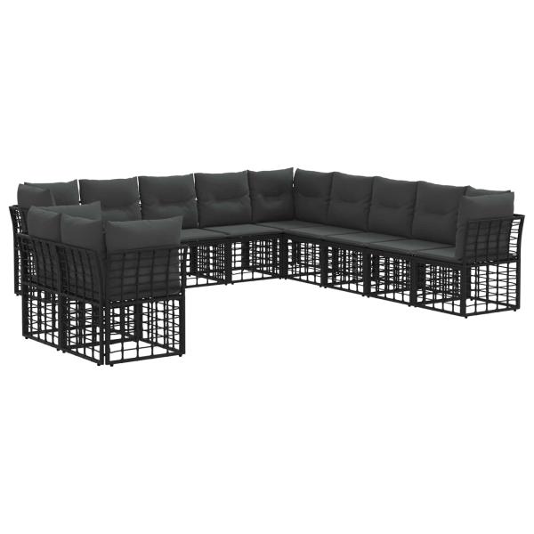 Outdoor-Sofagarnitur Schwarz Polyester