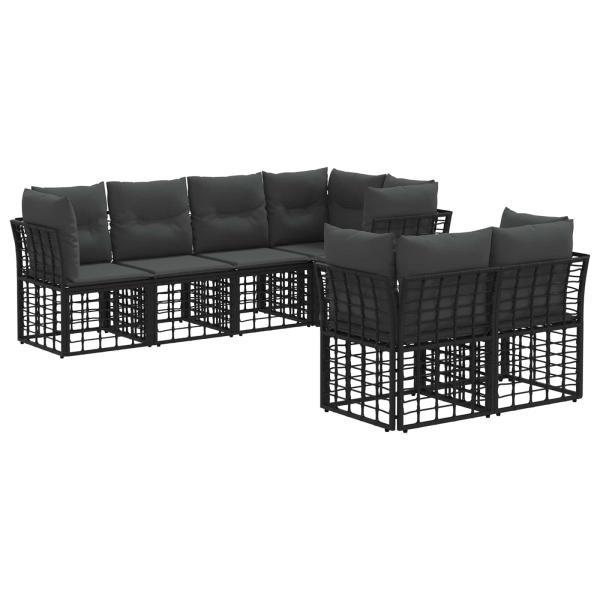 Outdoor-Sofagarnitur 7 stk. Schwarz Polyester