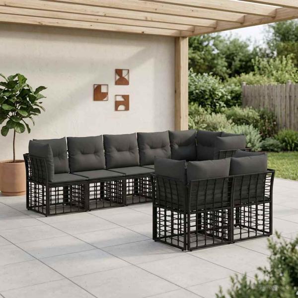 ARDEBO.de - Outdoor-Sofagarnitur Schwarz Polyester