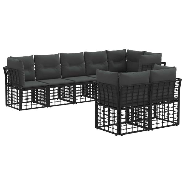 Outdoor-Sofagarnitur Schwarz Polyester