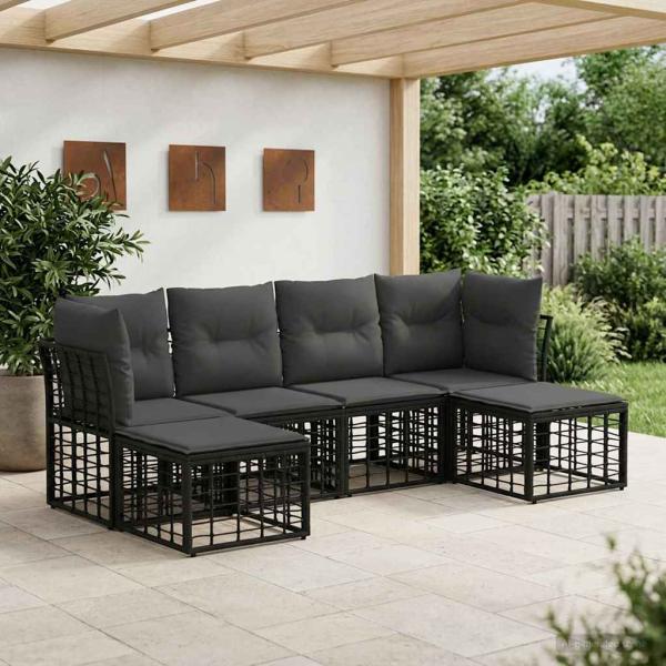 ARDEBO.de - Outdoor-Sofagarnitur Schwarz Polyester