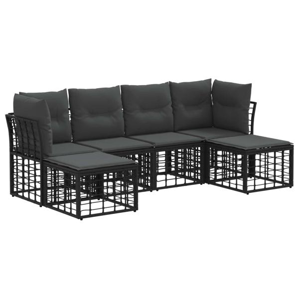 Outdoor-Sofagarnitur Schwarz Polyester