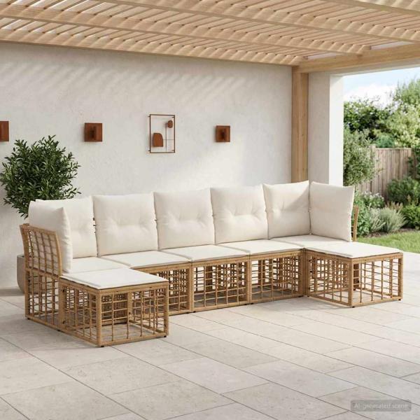 ARDEBO.de - Outdoor-Sofagarnitur Natur Polyester