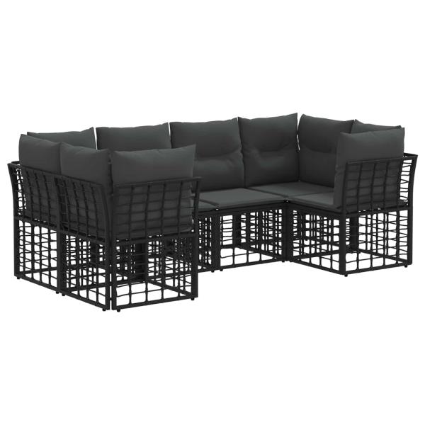 Outdoor-Sofagarnitur 6 stk. Schwarz Polyester