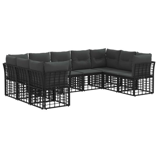 Outdoor-Sofagarnitur Schwarz und Dunkelgrau Polyester