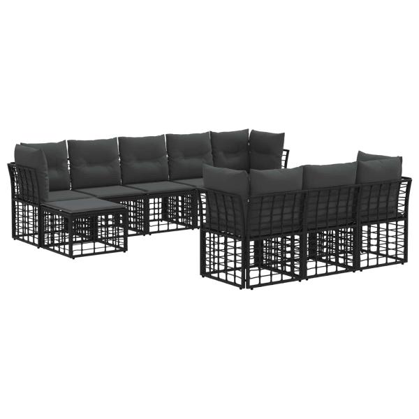 Outdoor-Sofagarnitur Schwarz und Dunkelgrau Polyester