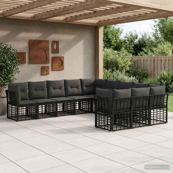 ARDEBO.de - Outdoor-Sofagarnitur Schwarz und Dunkelgrau Polyester