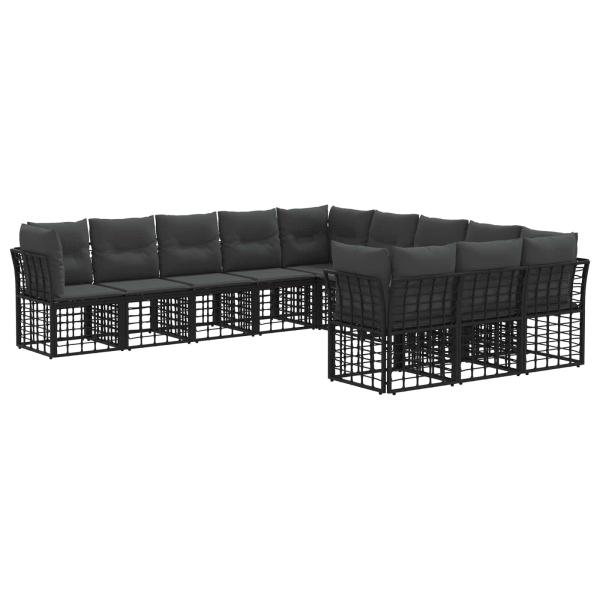 Outdoor-Sofagarnitur Schwarz und Dunkelgrau Polyester