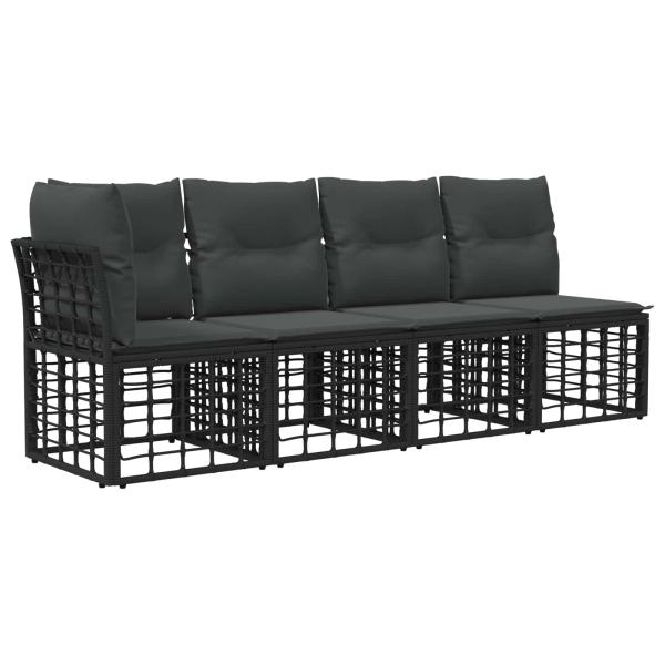 Outdoor-Sofagarnitur Schwarz und Dunkelgrau Polyester
