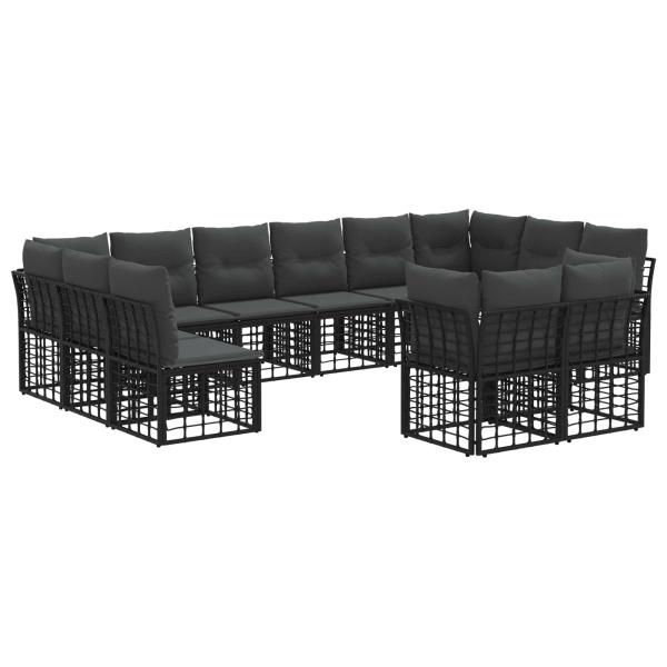 Outdoor-Sofagarnitur Schwarz und Dunkelgrau Polyester