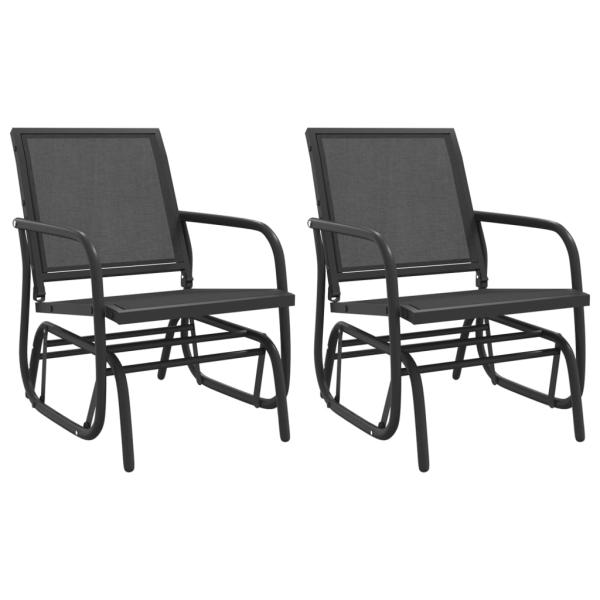 Garten-Schaukelstühle 2 Stk. Schwarz 61x76x87cm Textilene Stahl