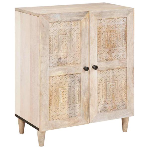 ARDEBO.de - Sideboard Weiß 60 x 33 x 75 cm massives Mangoholz