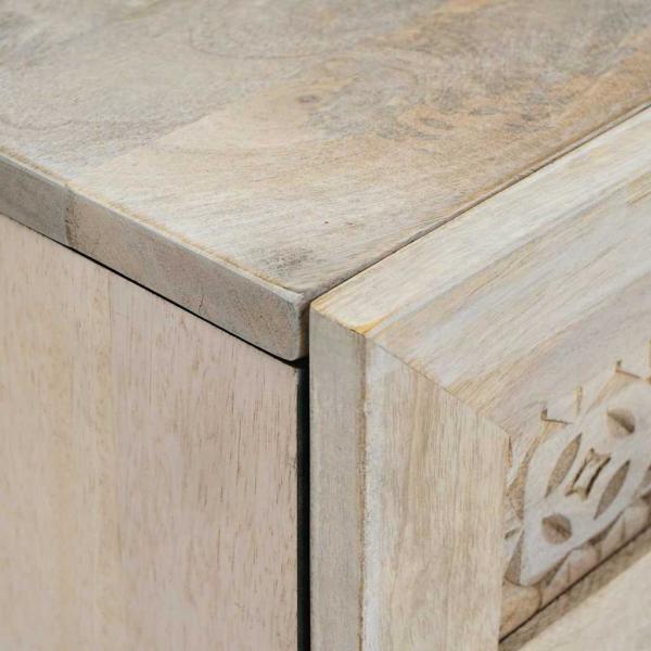 Sideboard 60 x 33 x 75 cm massives Mangoholz Weiß
