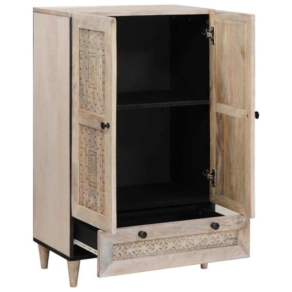 Highboard 60 x 33 x 100 cm Massivholz Mango Bleached White