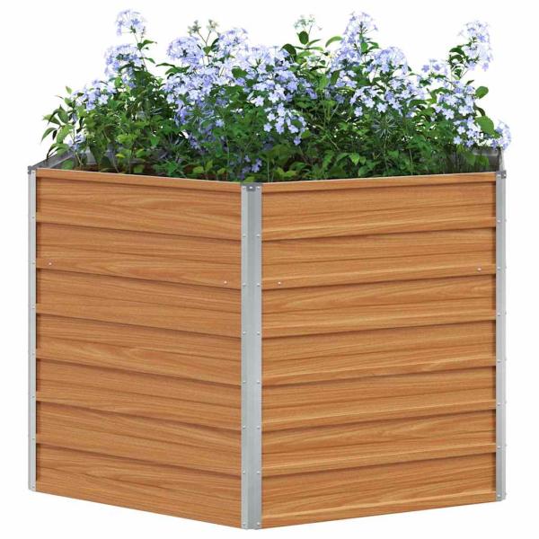 Hochbeet im Garten Hellbraun 129 x 129 x 77 cm Verzinkter Stahl