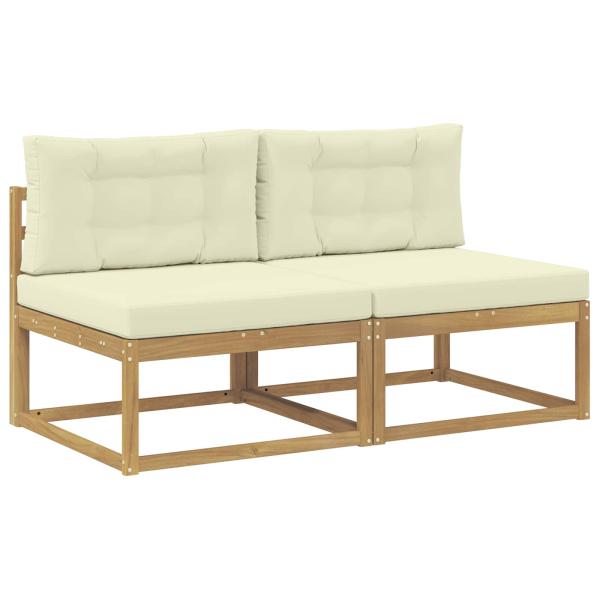 2 Stück Outdoor Mittelsofa Polyester Weiß