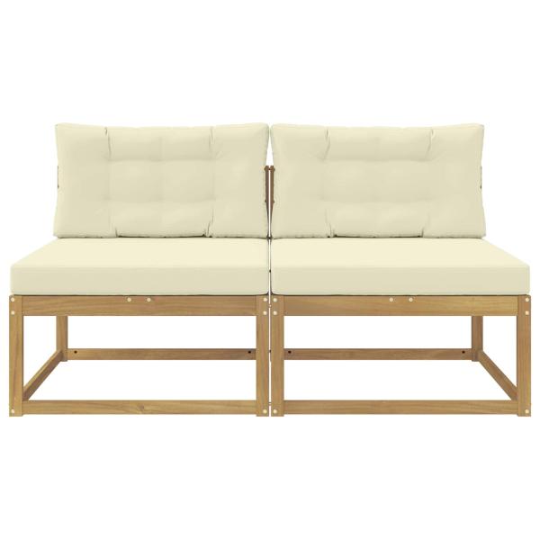 2 Stück Outdoor Mittelsofa Polyester Weiß