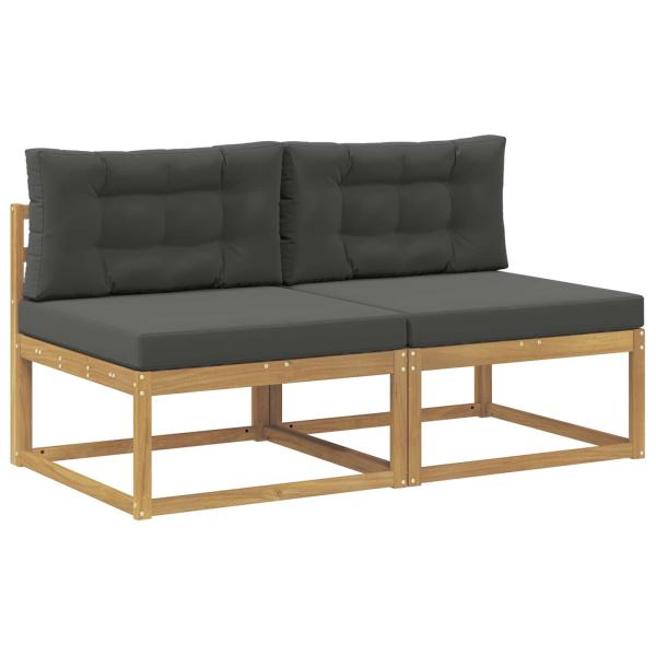 2 Stück Outdoor Mittelsofa Polyester Weiß