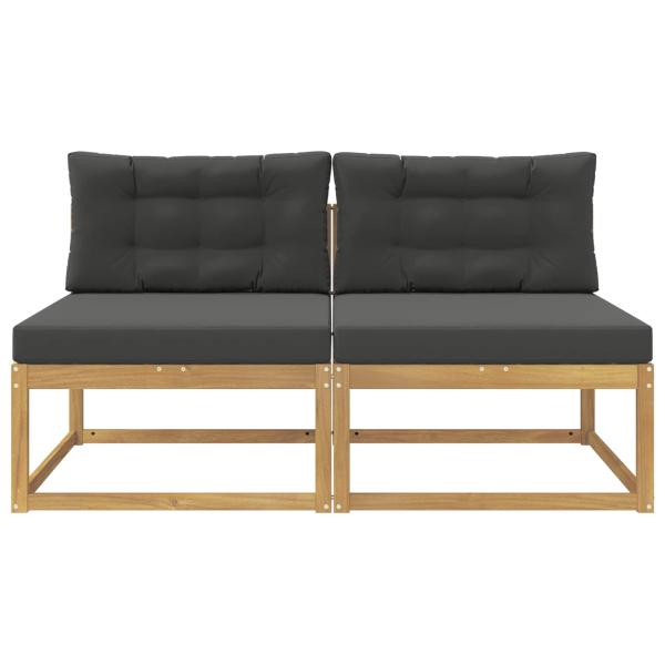 2 Stück Outdoor Mittelsofa Polyester Weiß