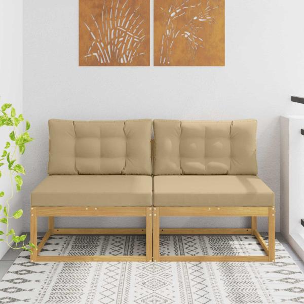 ARDEBO.de - 2 Stück Outdoor Mittelsofa Polyester Weiß