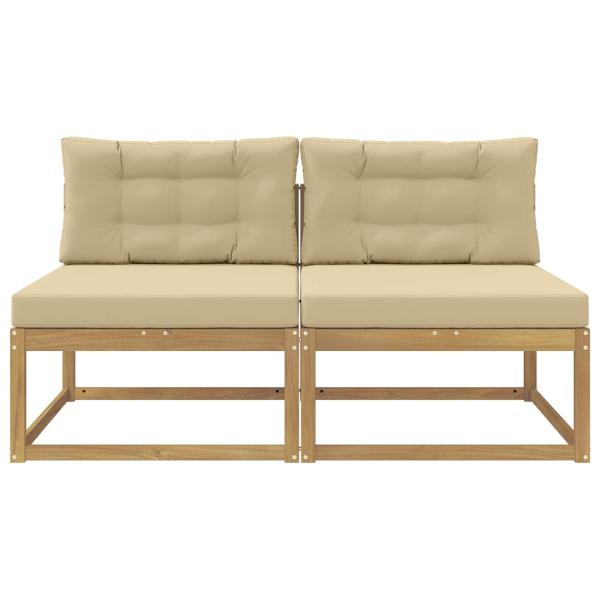2 Stück Outdoor Mittelsofa Polyester Weiß