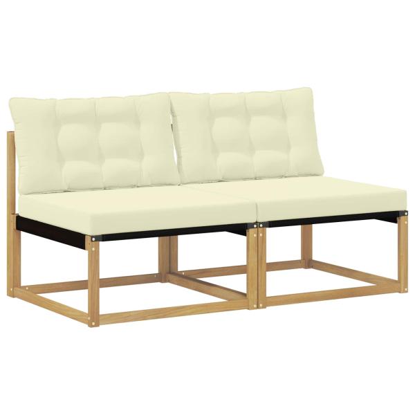 Outdoor Mittelsofa Massivholz Akazie Weiß