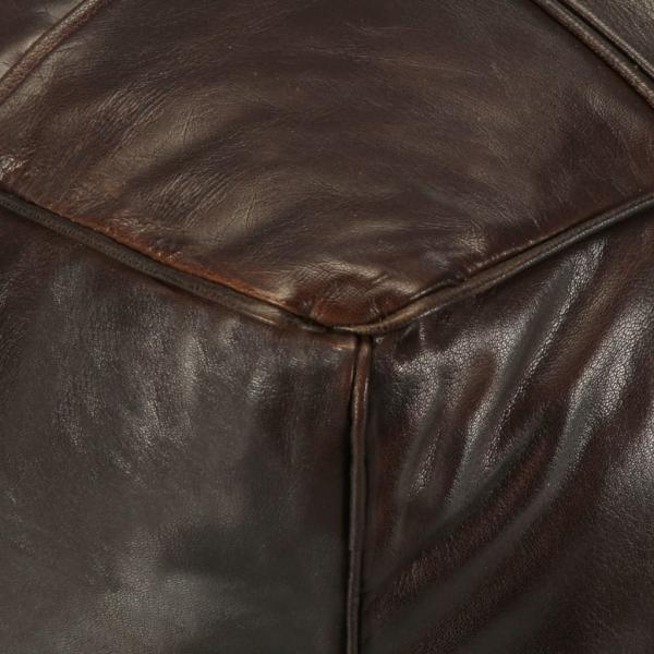 Pouf Dunkelbraun 60 x 60 x 30 cm Echtes Ziegenleder