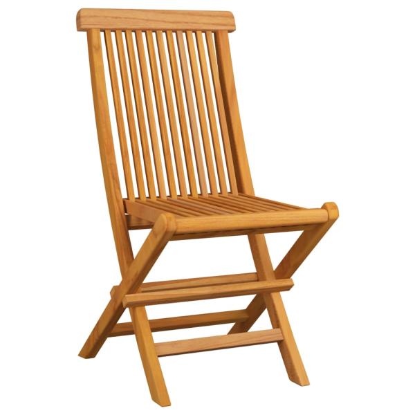 Klappstühle mit cremeweißen Kissen, 2 Stück, Massivholz Teakholz
