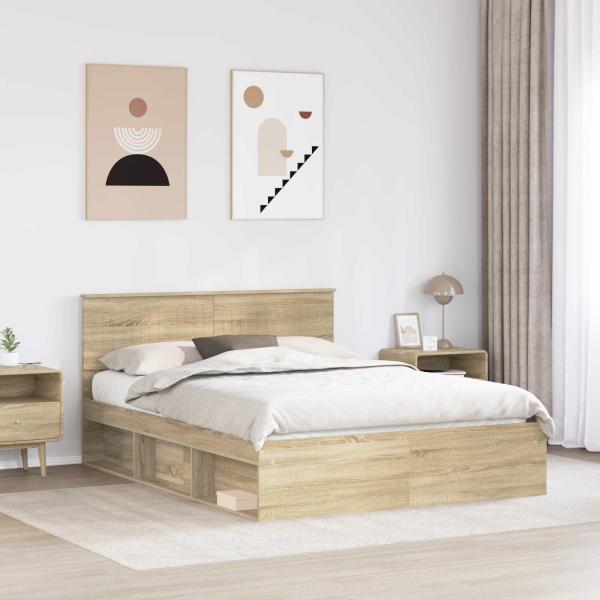 Bettrahmen Sonoma-Eiche 150 x 200 cm Massives Kiefernholz