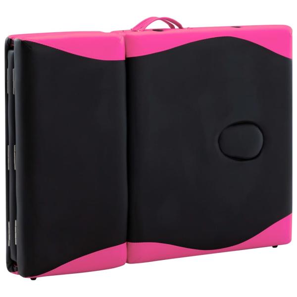 Massageliege Klappbar 4-Zonen Aluminiumgestell Schwarz und Rosa