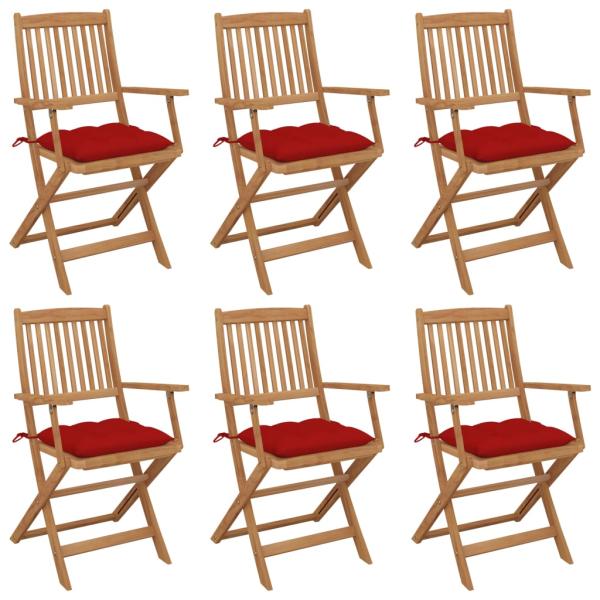 ARDEBO.de - Klappbare Gartenstühle 6 Stk. mit Kissen Massivholz Akazie