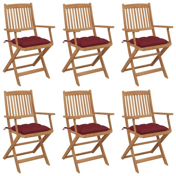 ARDEBO.de - Klappbare Gartenstühle 6 Stk. mit Kissen Massivholz Akazie