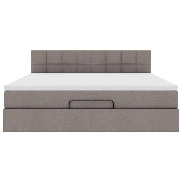 Ottomane Bett mit Matratze & LEDs Taupe 180x200 cm Stoff