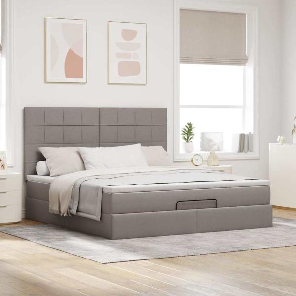Ottoman-Bett mit Matratze Taupe 180x200 cm Stoff