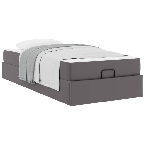 Bettgestell mit Matratze Sonstiges 2 Stk. Grau PVC