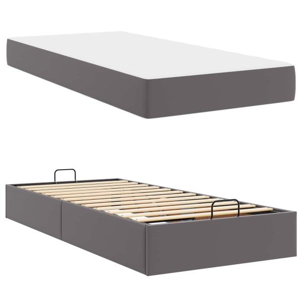 Bettgestell mit Matratze Sonstiges 2 Stk. Grau PVC