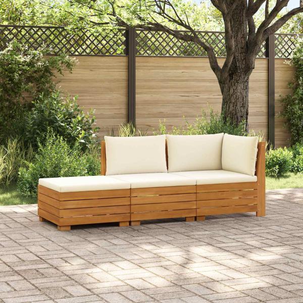 ARDEBO.de - 3 stk. Outdoor-Sofagarnitur Massivholz Akazie Braun