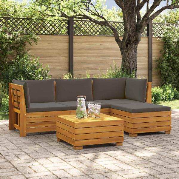 ARDEBO.de - 5 stk. Outdoor-Sofagarnitur Massivholz Akazie Braun
