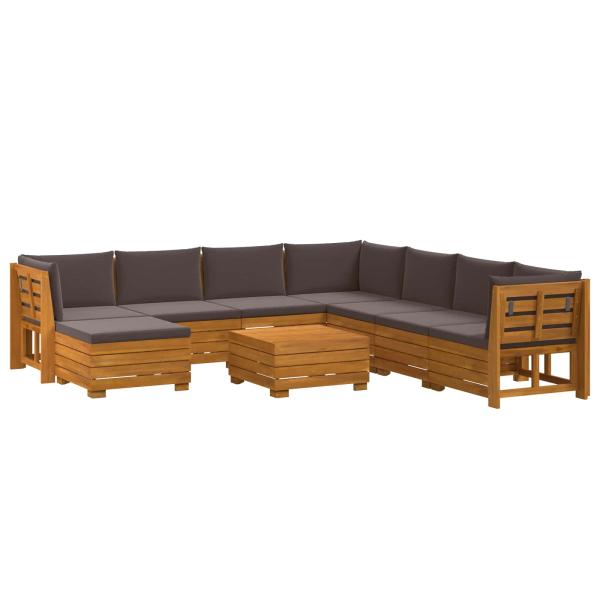 9 stk. Outdoor-Sofagarnitur Massivholz Akazie Braun