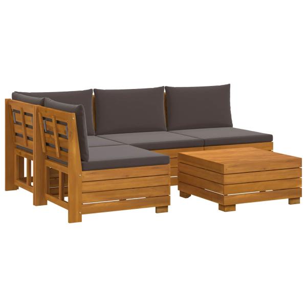 5 stk. Outdoor-Sofagarnitur Massivholz Akazie Braun