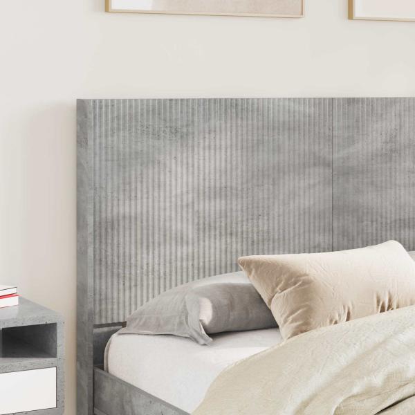 Bettgestell mit Stauraum und Kopfteil Betongrau 150 x 200 cm