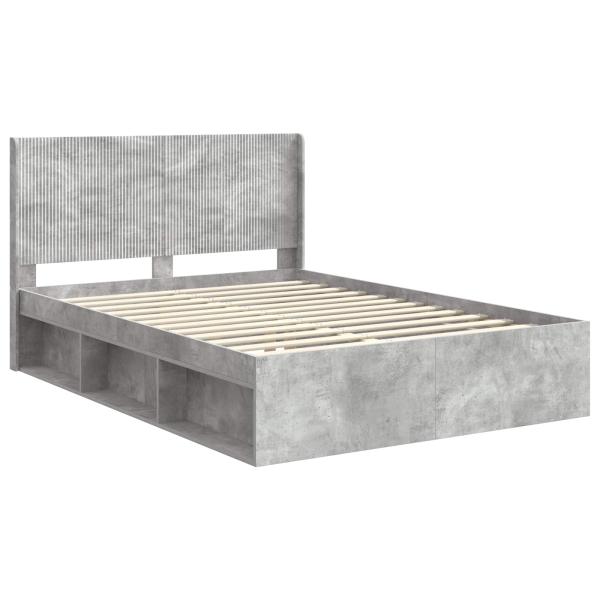 Bettgestell mit Stauraum und Kopfteil Betongrau 150 x 200 cm