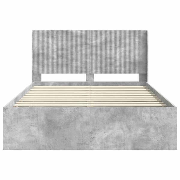 Bettgestell mit Stauraum und Kopfteil Betongrau 150 x 200 cm