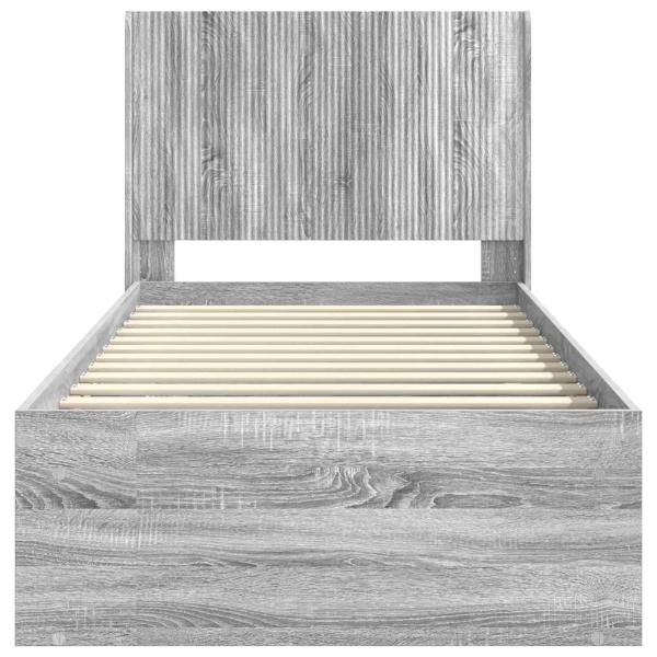 Bettgestell mit Stauraum und Kopfteil Sonoma-Grau 90 x 200 cm