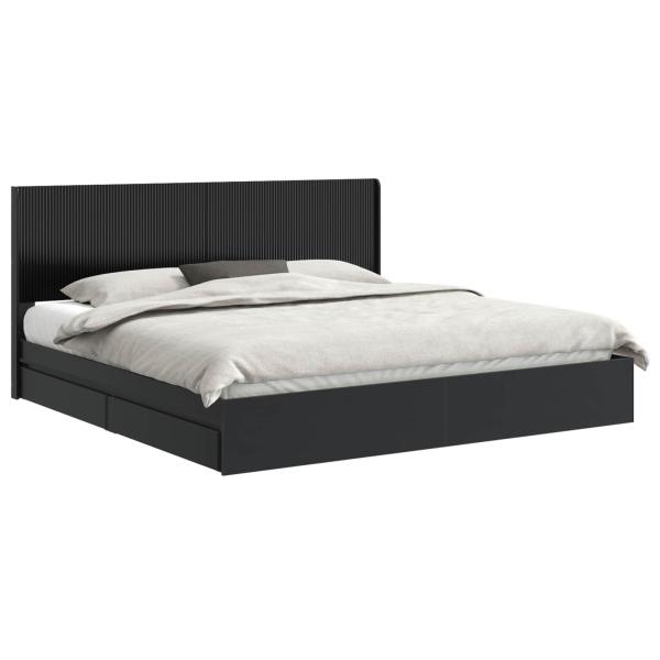Bettgestell mit Stauraum und Kopfteil Schwarz 200 x 200 cm