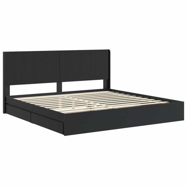 Bettgestell mit Stauraum und Kopfteil Schwarz 200 x 200 cm