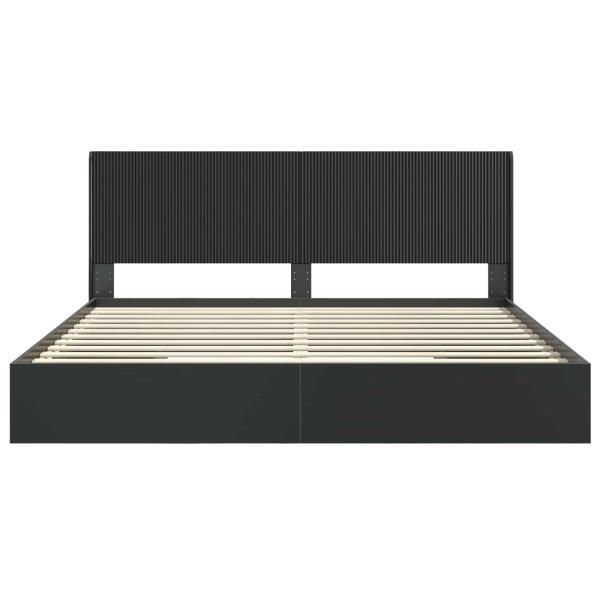 Bettgestell mit Stauraum und Kopfteil Schwarz 200 x 200 cm