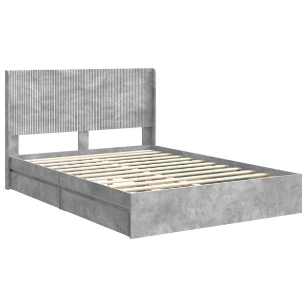 Bettgestell mit Stauraum und Kopfteil Betongrau 150 x 200 cm