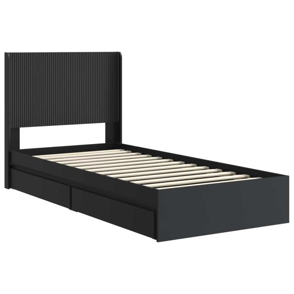 Bettgestell mit Stauraum und Kopfteil Schwarz 75 x 190 cm