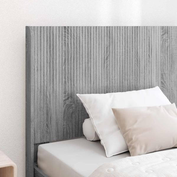 Bettgestell mit Stauraum und Kopfteil Grau Sonoma 75 x 190 cm